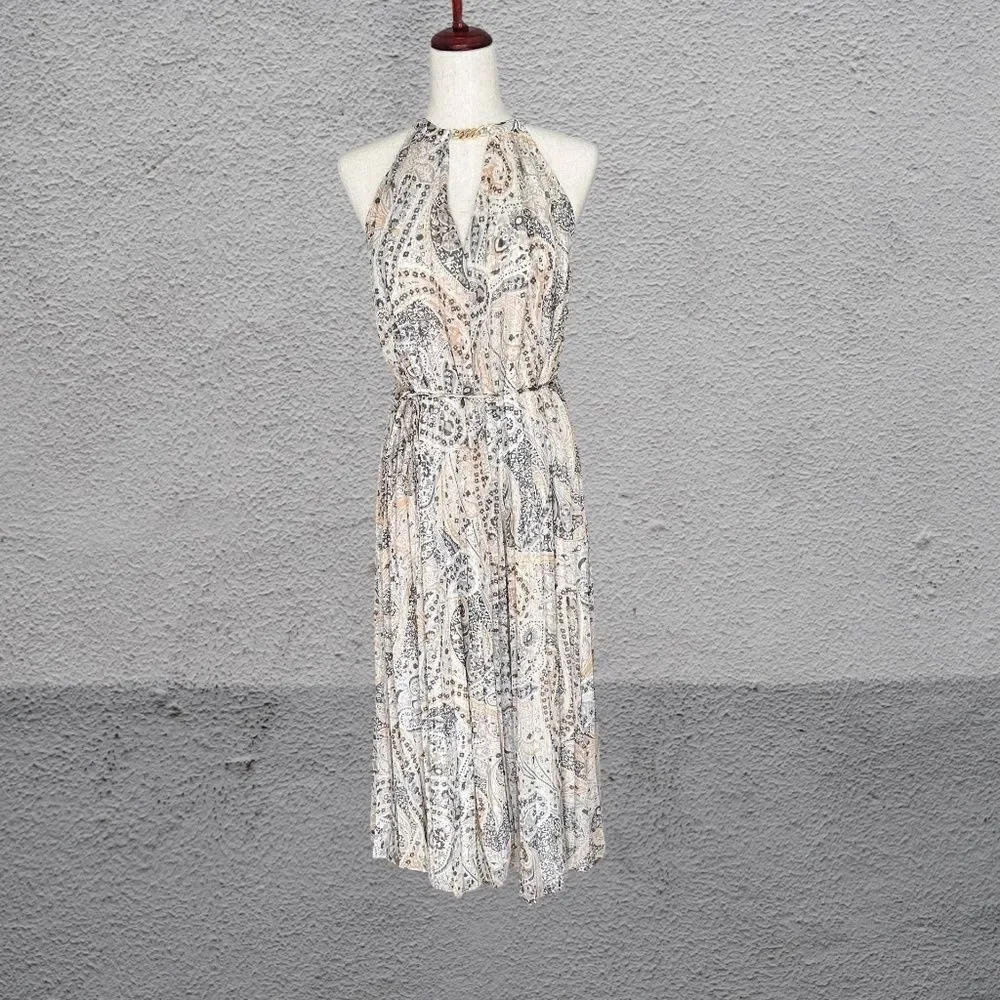 NWT Ann Taylor Halter Top Lined Maxi Pleated Flowing Dress Med - Picture 13 of 16